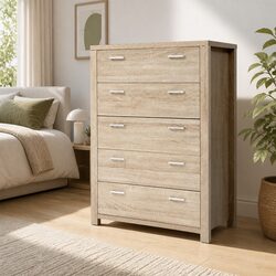 Premium 5 Drawer Tallboy Storage Cabinet in Pine
