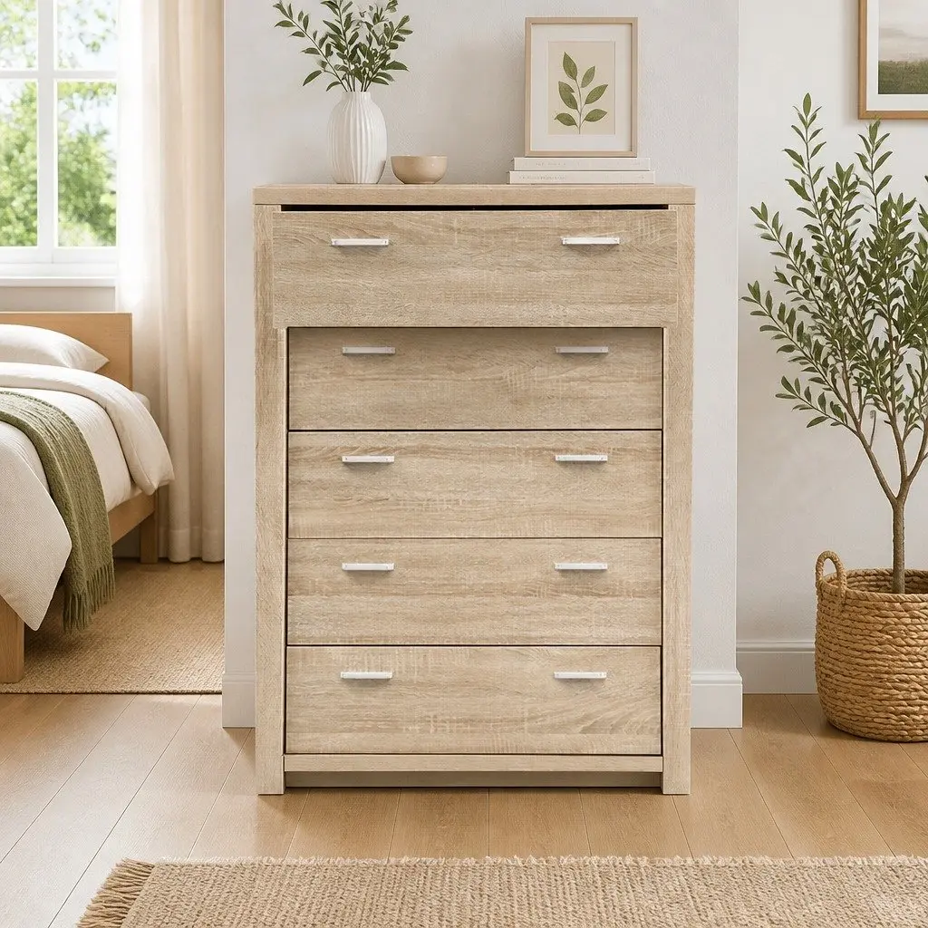 5 Drawer Tallboy Storage Cabinet in Pine