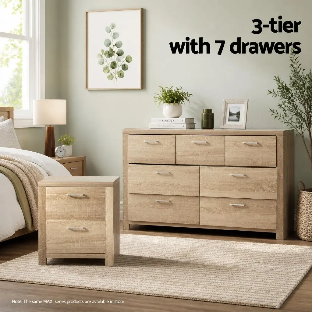 7 Chest of Drawers Tallboy Dresser Bedroom Storage Cabinet with Drawers