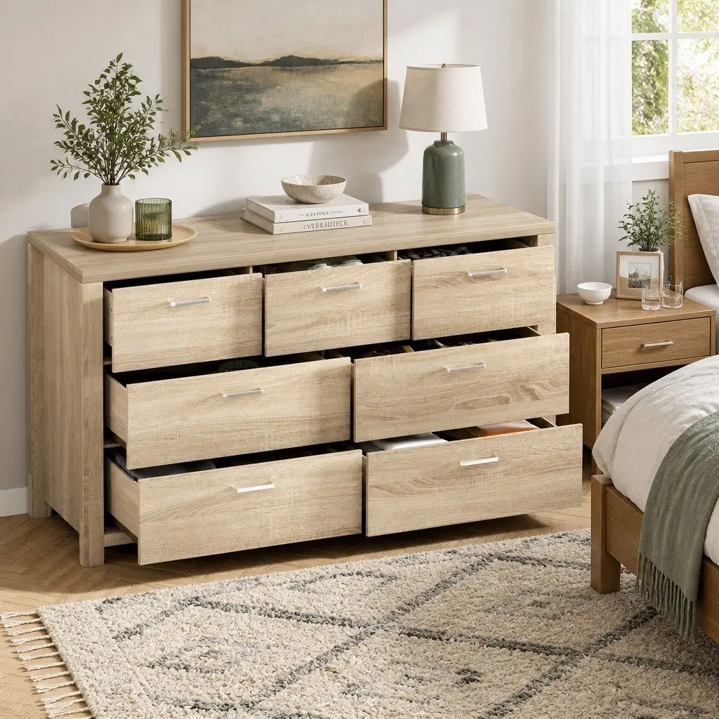 7 Chest of Drawers Tallboy Dresser Bedroom Storage Cabinet with Drawers