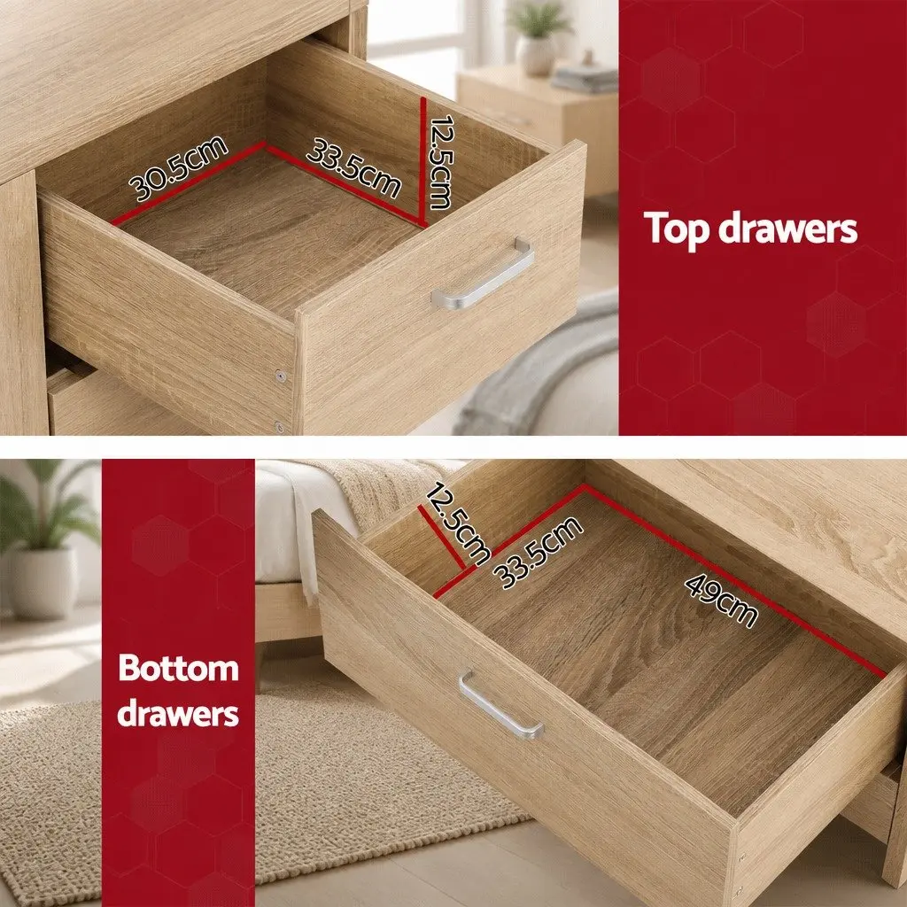 7 Chest of Drawers Tallboy Dresser Bedroom Storage Cabinet with Drawers