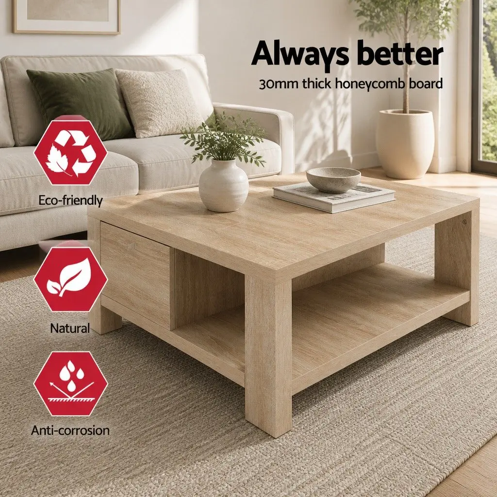Coffee Table Honeycomb Board 90cm x 45cm x 35.5cm Oak