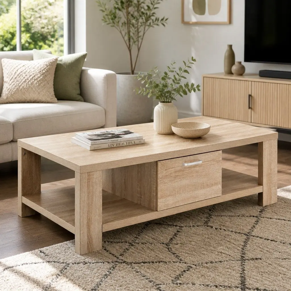 Coffee Table Honeycomb Board 90cm x 45cm x 35.5cm Oak