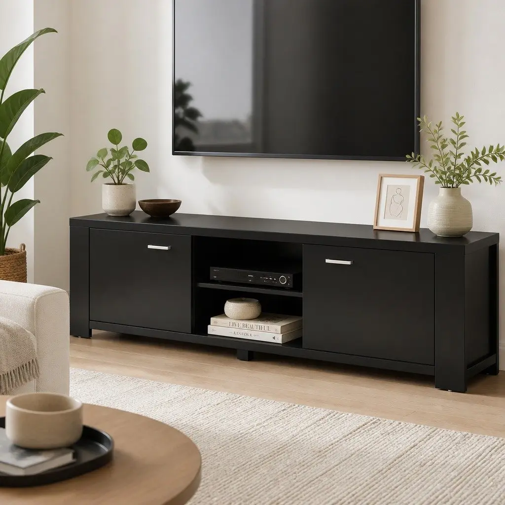 TV Unit Honeycomb Board 160cm Black