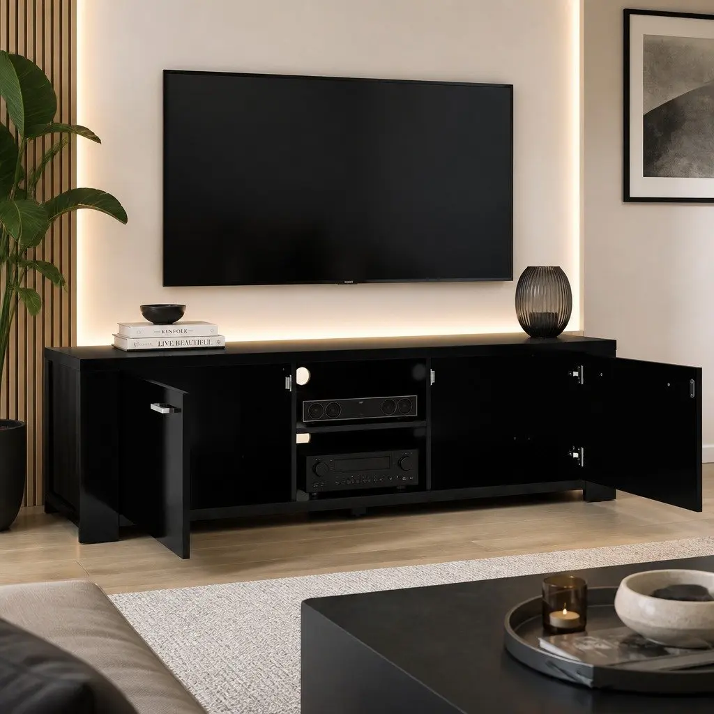 TV Unit Honeycomb Board 160cm Black