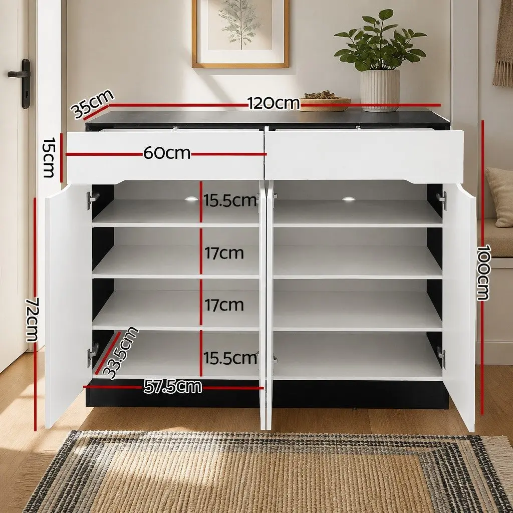Shoe Rack Cabinet 120cm with Drawer and Adjustable Shelves