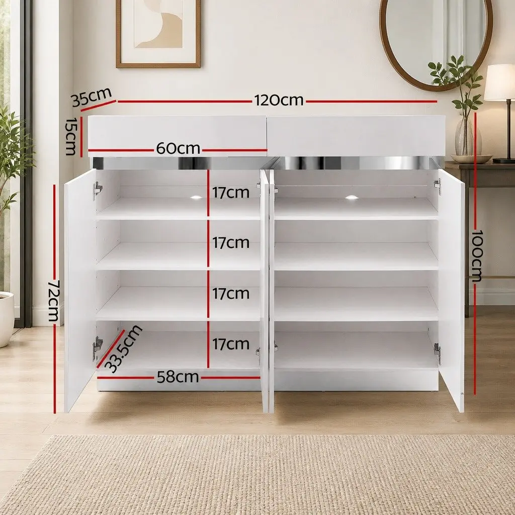 Lydia Adjustable White Shoe Rack Cabinet for 24 Pairs