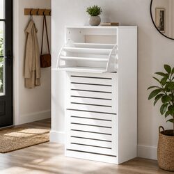 45-Pair Shoe Cabinet with Adjustable Shelves and Drawers