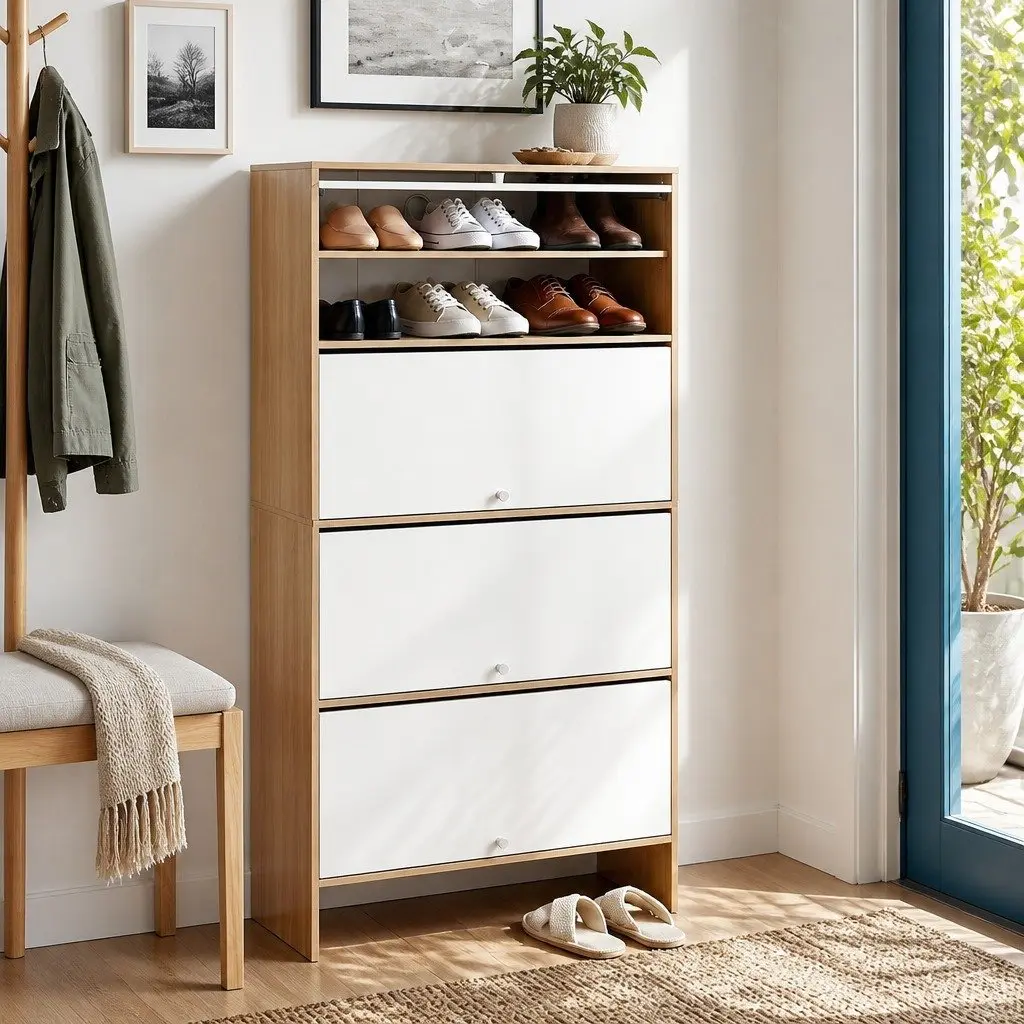 8-Tier Narrow Shoe Cabinet with Adjustable Shelves
