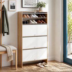 Quality 8-Tier Narrow Shoe Cabinet with Adjustable Shelves