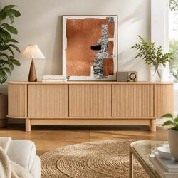 Oak TV Entertainment Unit with Sturdy Build and Storage
