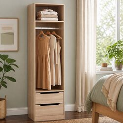 Pine 2 Drawer Wardrobe Storage Organizer for Bedroom