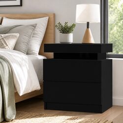 Stylish Black Bedside Table with Lift-up Storage