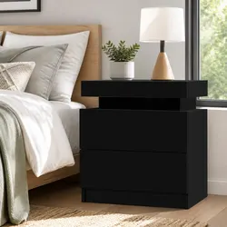 Stylish Black Bedside Table with Lift-up Storage