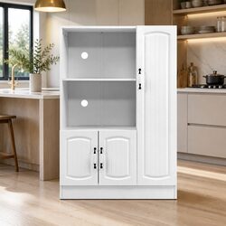Buffet Sideboard Cabinet White Dining Storage Display Shelves Kitchen Cupboard