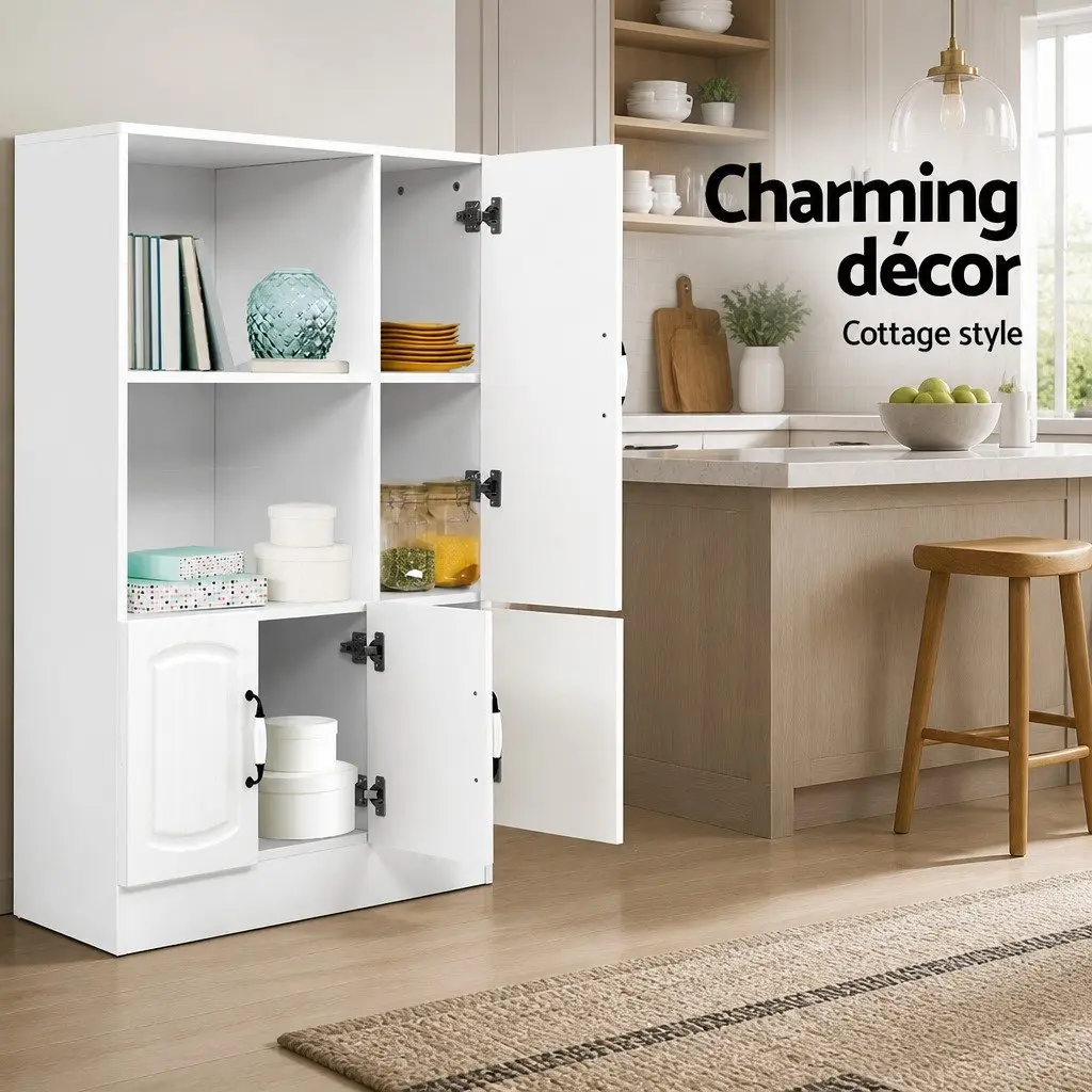Buffet Sideboard Cabinet with Shelves in White