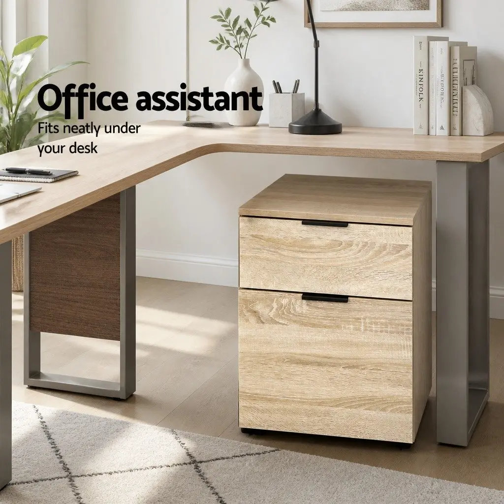 Filing Cabinet Particle Board 2 Drawer 45.5cm W x 41cm D x 55.5cm H Beige