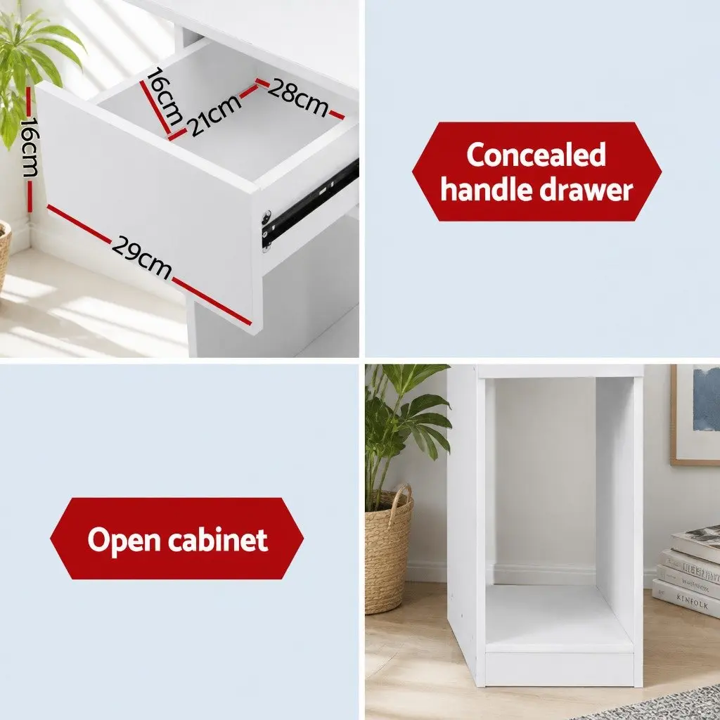 Computer Desk with 5-Tier Bookshelf Storage White 120cm