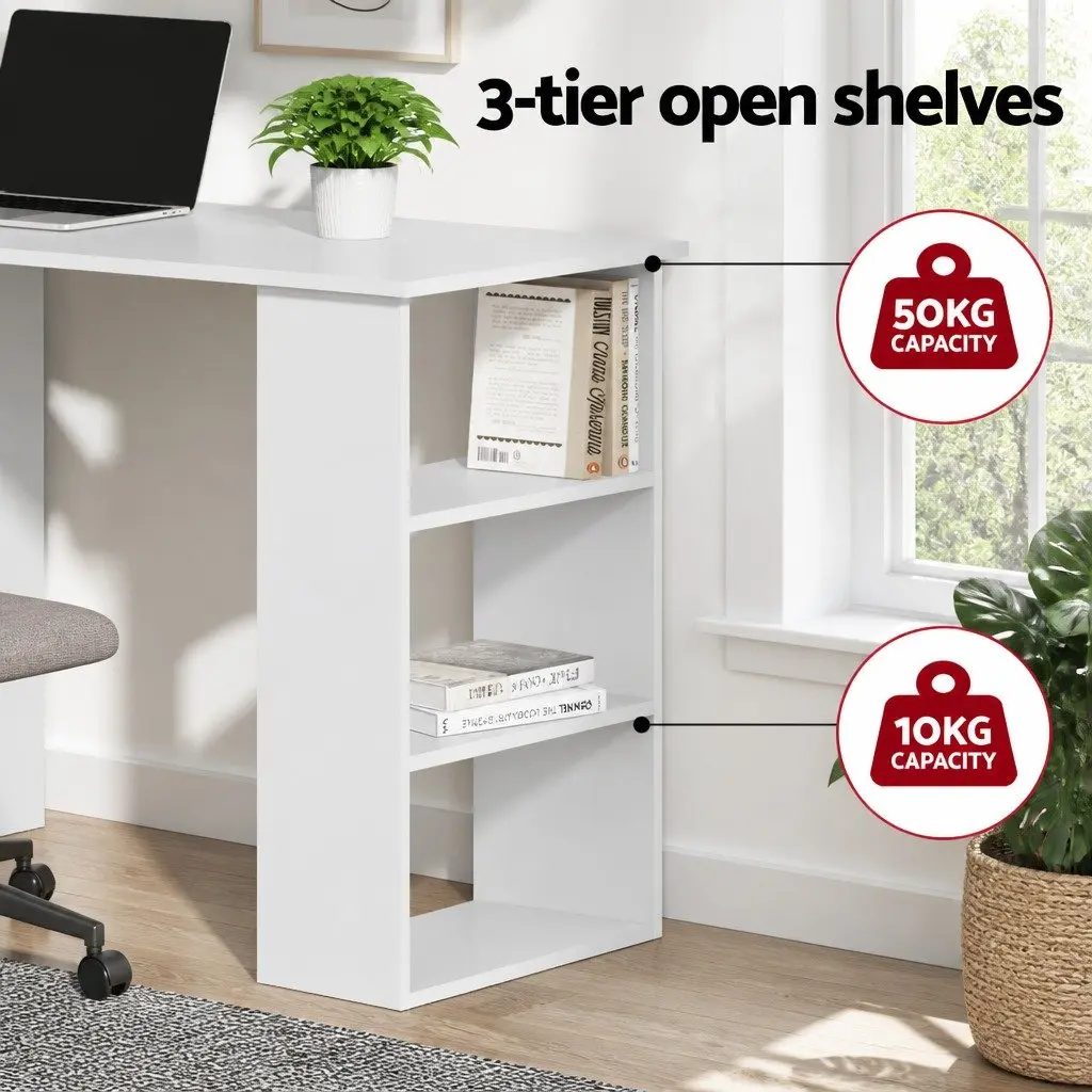 White Computer Desk with Drawers & Storage