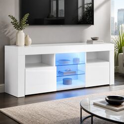 Modern White LED TV Cabinet 160cm for Living Room