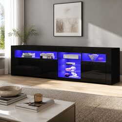 Black LED Entertainment Unit TV Cabinet 180cm