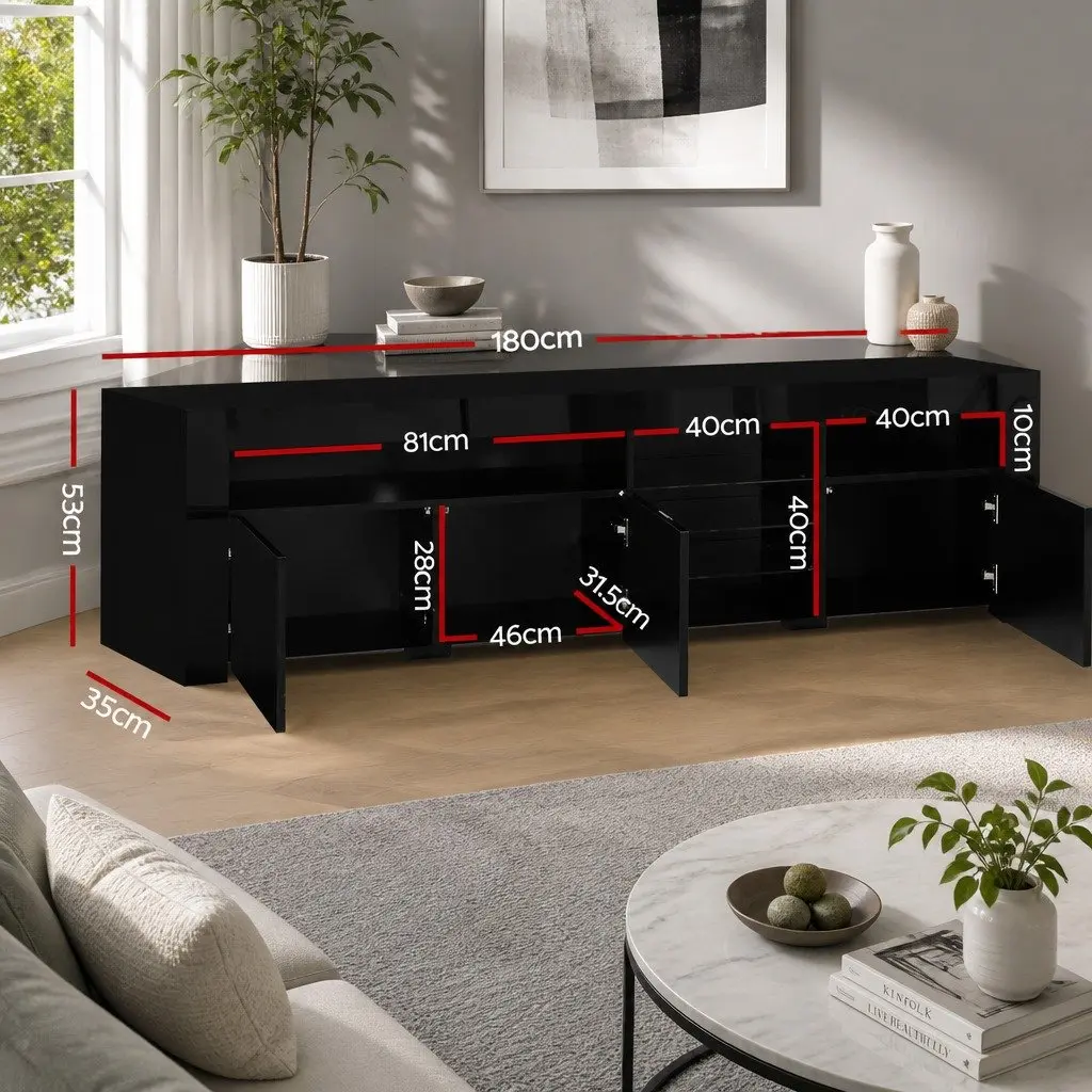 Black LED Entertainment Unit TV Cabinet 180cm