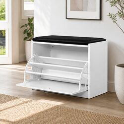 Stylish Shoe Storage Bench with Padded Seat for 15 Pairs