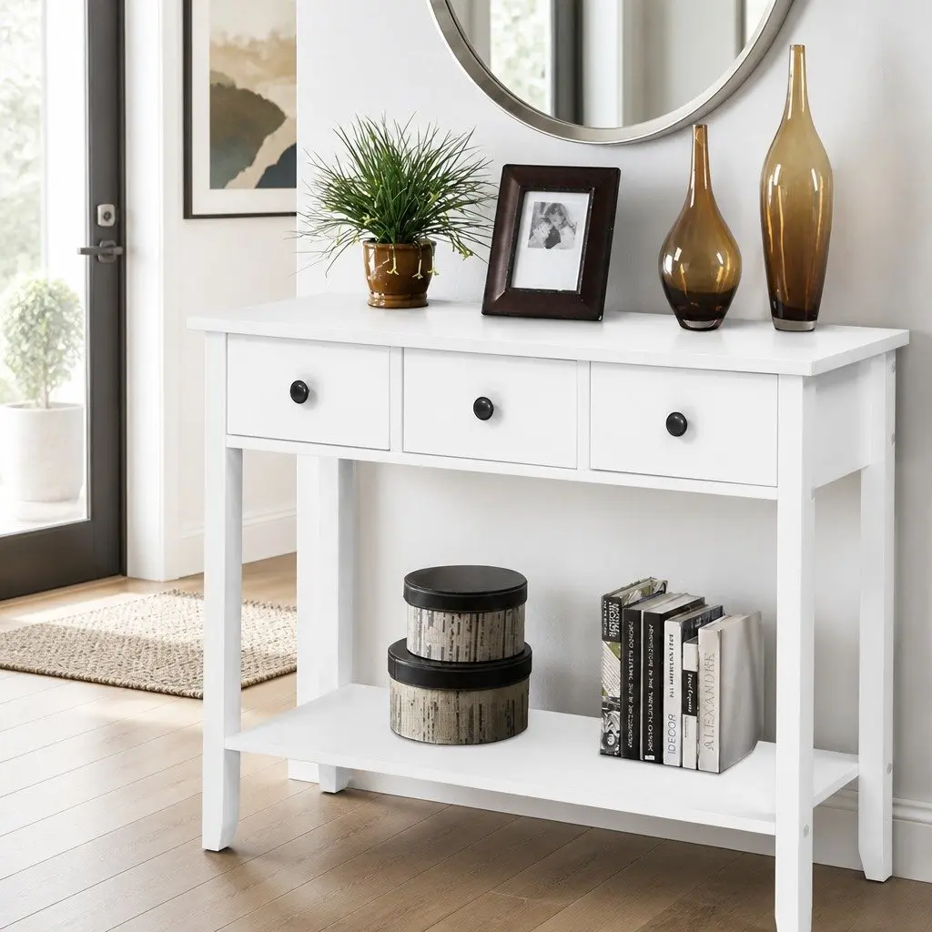 Console Table with 3 Drawers for Storage