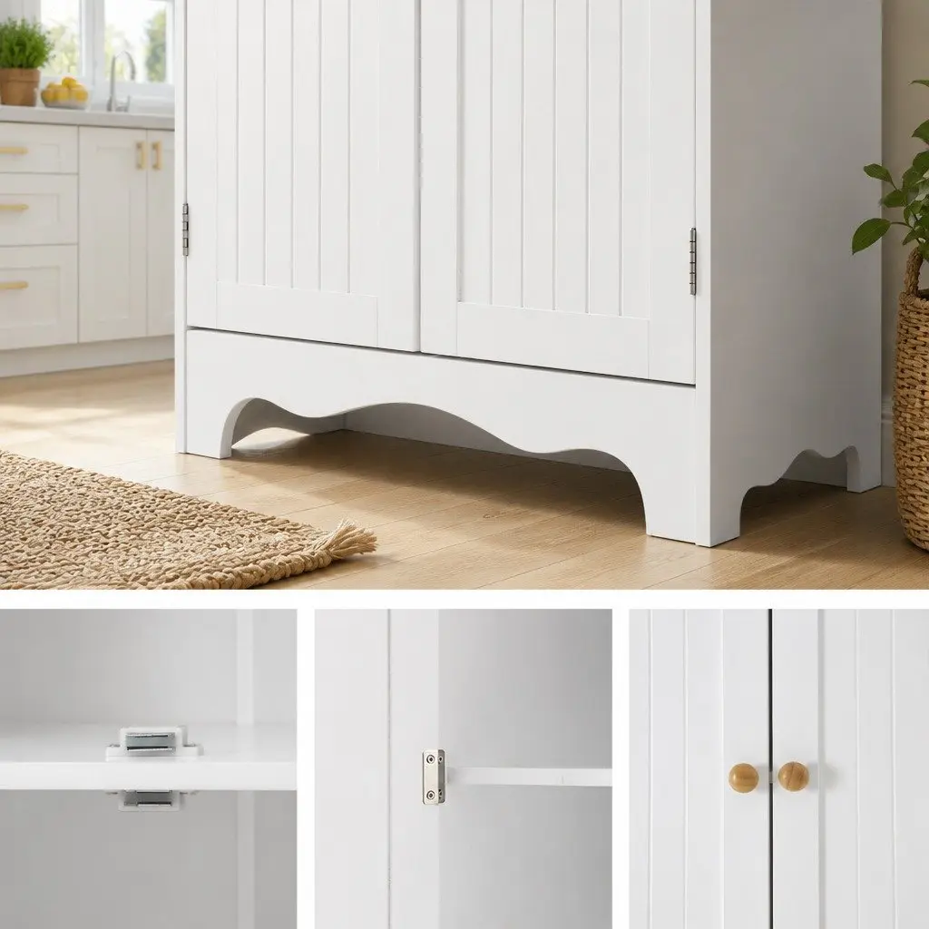 Buffet Sideboard Pantry Cabinet E1 MDF 6-Tiers Storage Shelves White