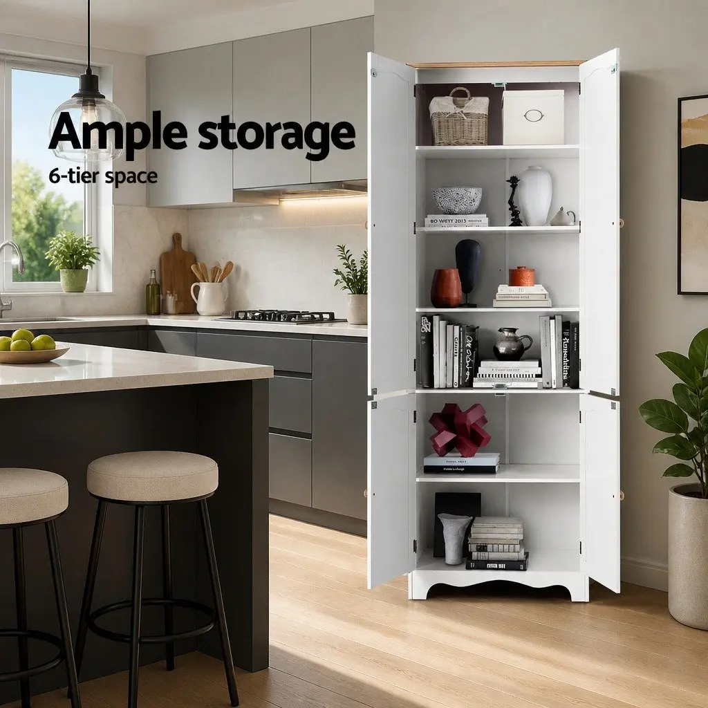 White Tall Cupboard with Ample Storage