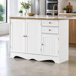 Stylish White Sideboard with Ample Storage and Drawers