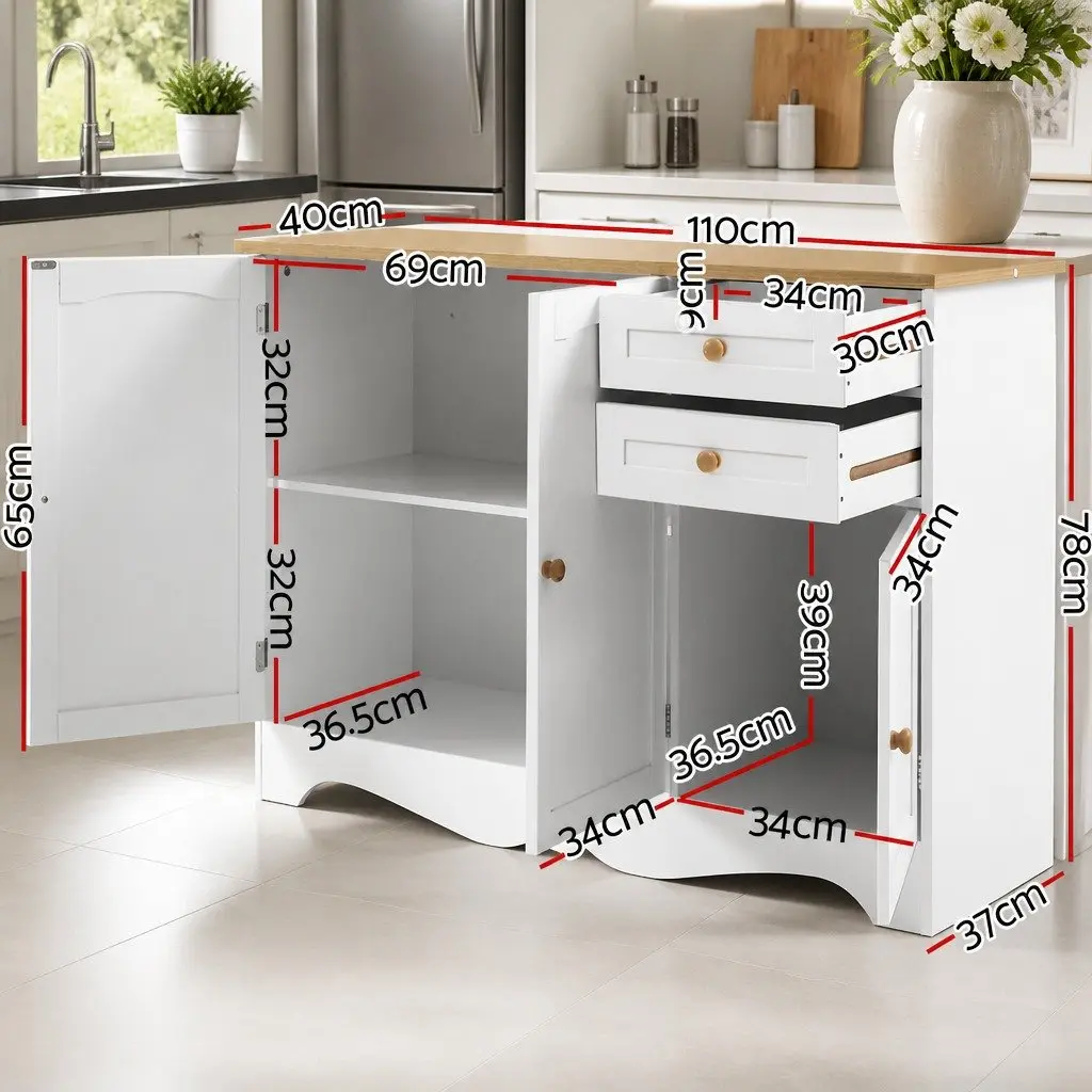 White Sideboard with Ample Storage and Drawers
