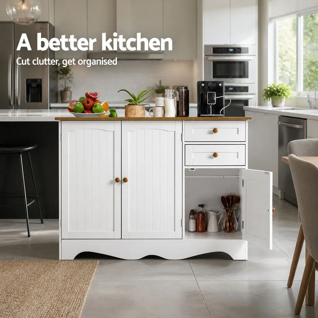 White Sideboard with Ample Storage and Drawers