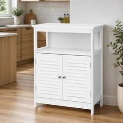 Durable White Buffet Sideboard with Louvred Cupboard