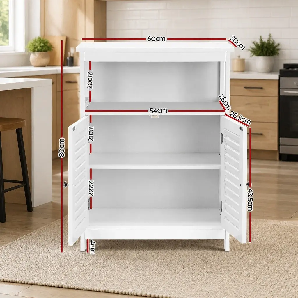 White Buffet Sideboard with Louvred Cupboard