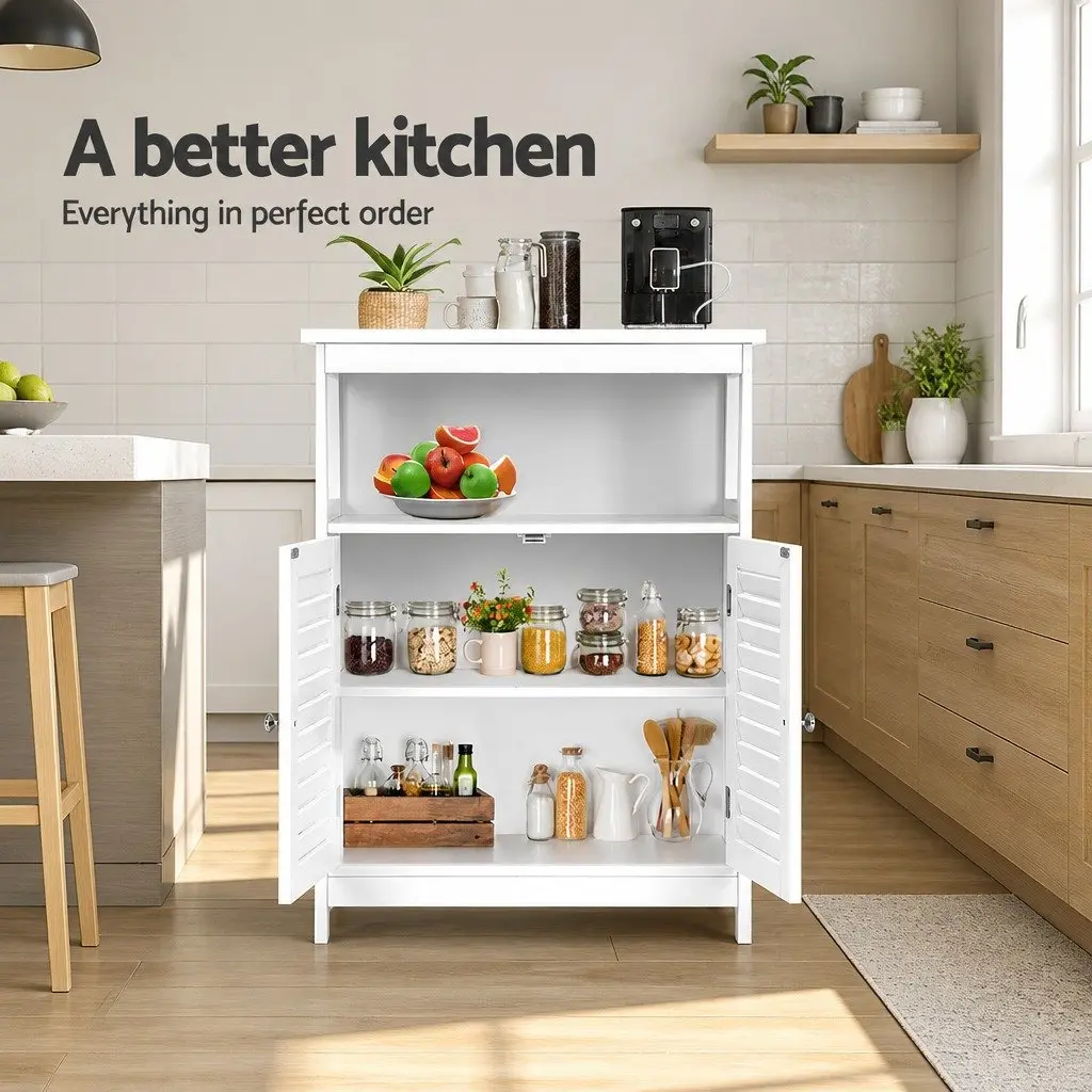 White Buffet Sideboard with Louvred Cupboard