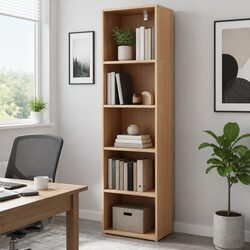 5-Tier Bookshelf with Adjustable Shelves for Organizing