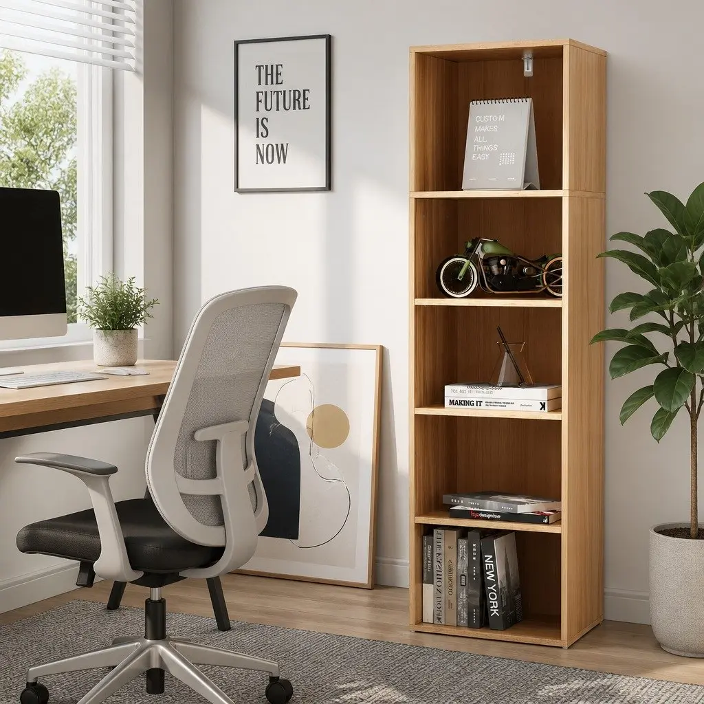 5-Tier Bookshelf with Adjustable Shelves for Organizing