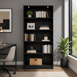Durable 5-Tier Bookshelf for Living Room or Office