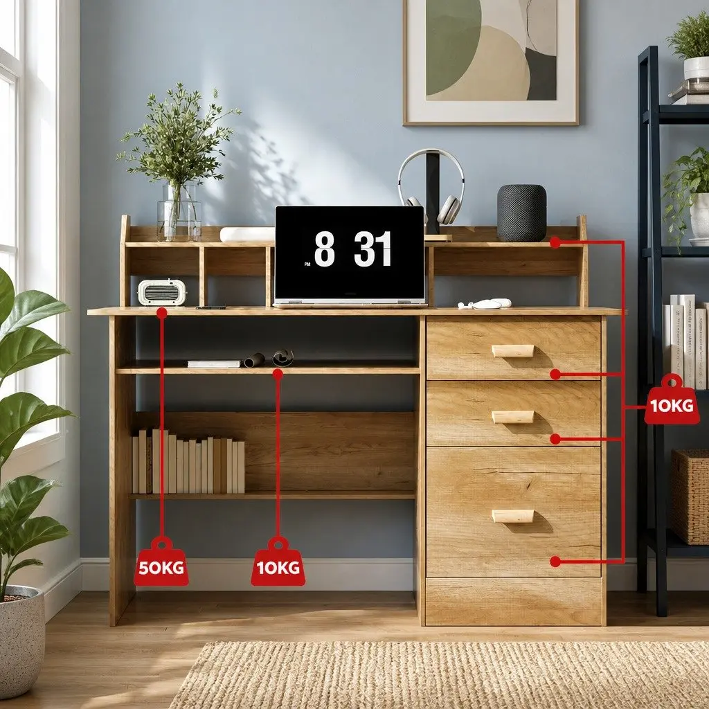 Computer Desk with Ample Storage and Drawers