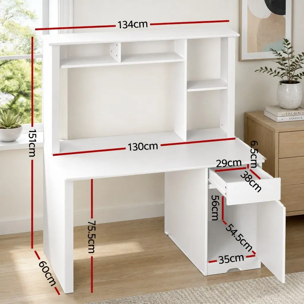 Computer Desk with Storage Solutions in White
