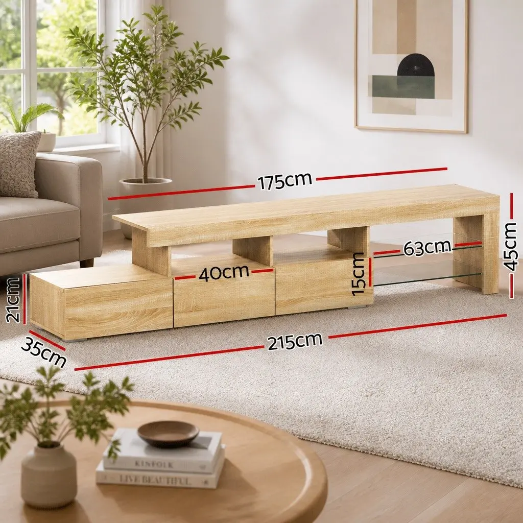 TV Unit Entertainment Unit Particle Board 215cm Pine Wood