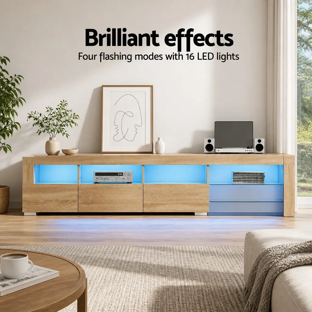 TV Unit Entertainment Unit Particle Board 215cm Pine Wood