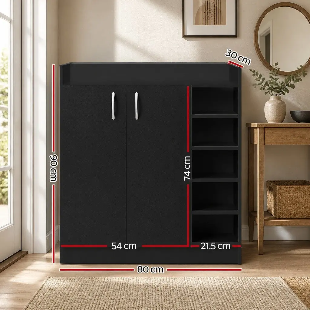 Black Shoe Rack Cabinet for 21 Pairs
