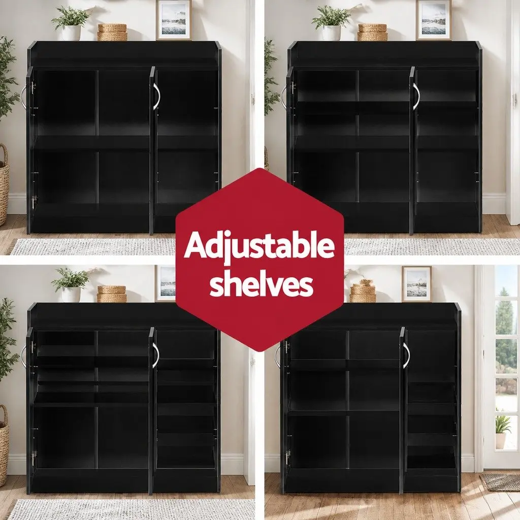 Black Shoe Rack Cabinet for 21 Pairs