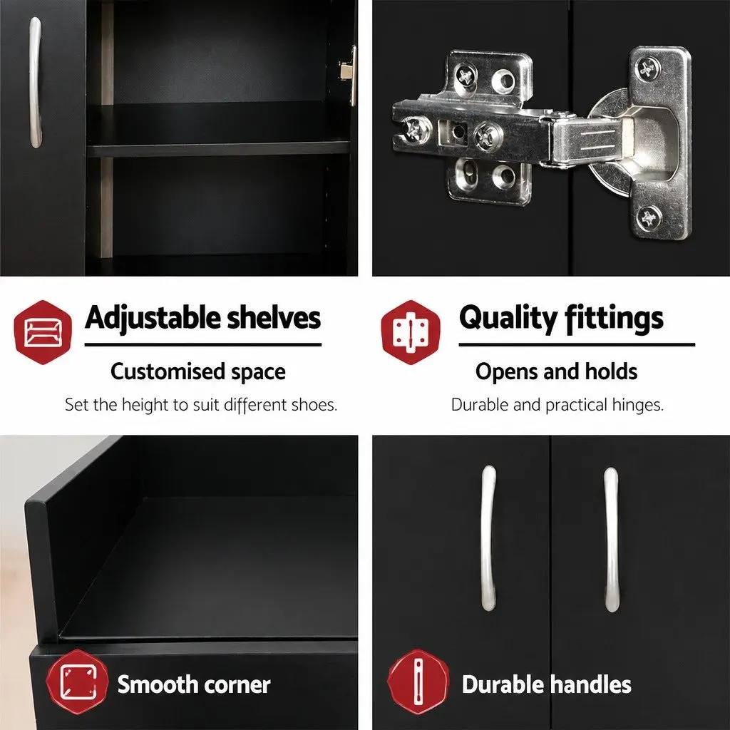 Black Shoe Rack Cabinet for 21 Pairs