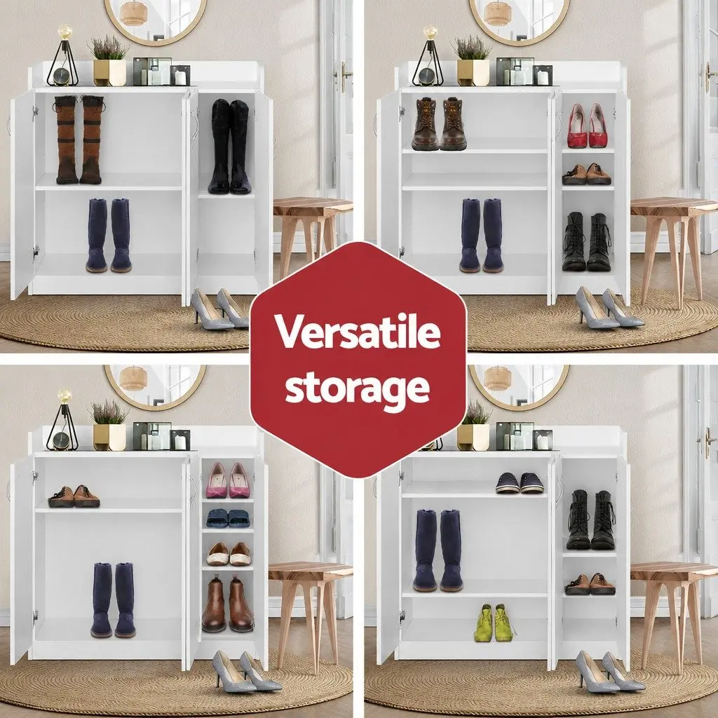 Shoe Rack Cabinet for 21 Pairs in White