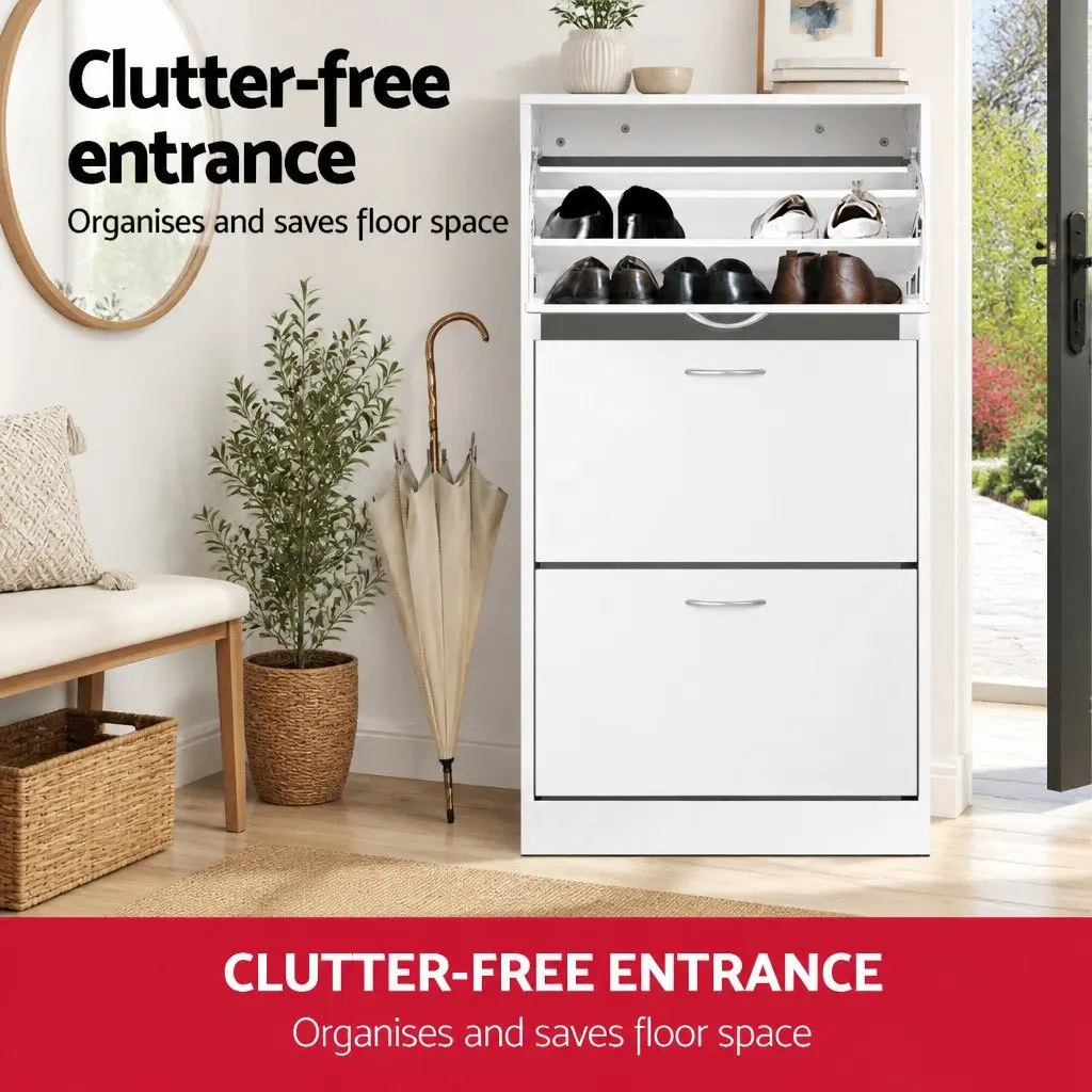 Shoe Rack Cabinet Particle Board 63 x 30 x 120cm White