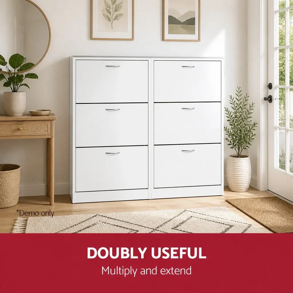 Shoe Rack Cabinet Particle Board 63 x 30 x 120cm White