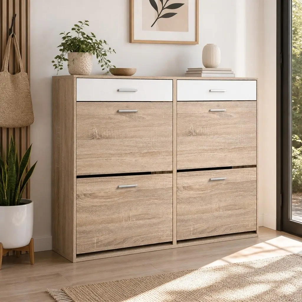 Shoe Rack Cabinet for 36 Pairs with Adjustable Shelves